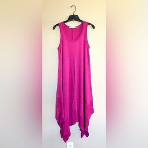 Soft Surroundings Magenta Handkerchief Hem Midi Dress